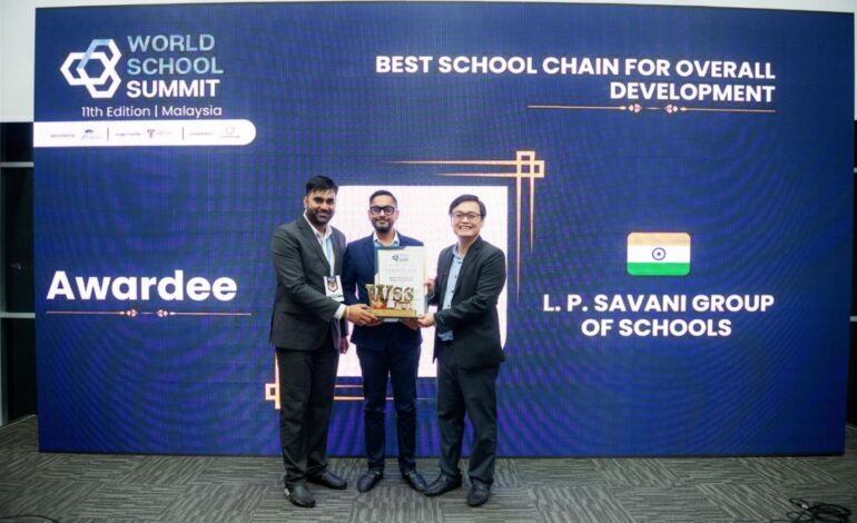 Dharmendra Savani receives PhD, LP Savani Group of Schools bags “Best Overall School Development” award