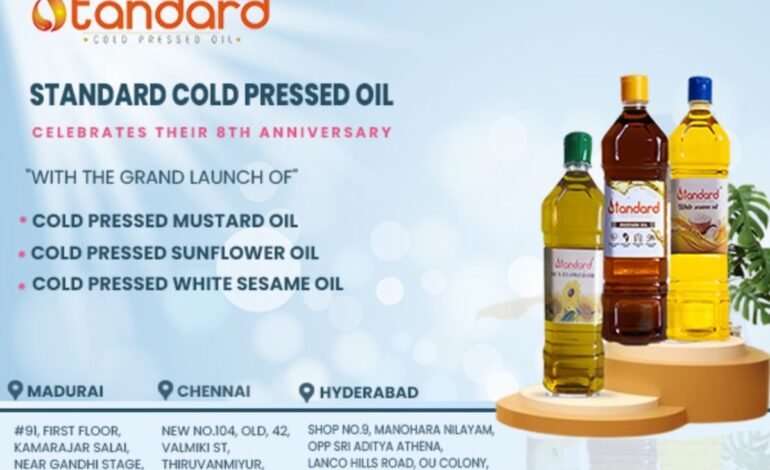 Standard Cold Pressed Oil Celebrates 8th Anniversary with the Grand Launch of Cold Pressed Mustard, White Sesame, and Sunflower Oil Varieties!