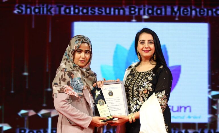 Shaik Tabassum Bridal Mehendi Artist Wins Best Bridal Mehendi Artist of the Year at Karnataka Business Awards 2024